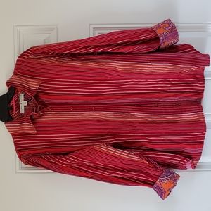 Tommy hilfiger Corduroy striped button down collared shirt with paisley cuffs